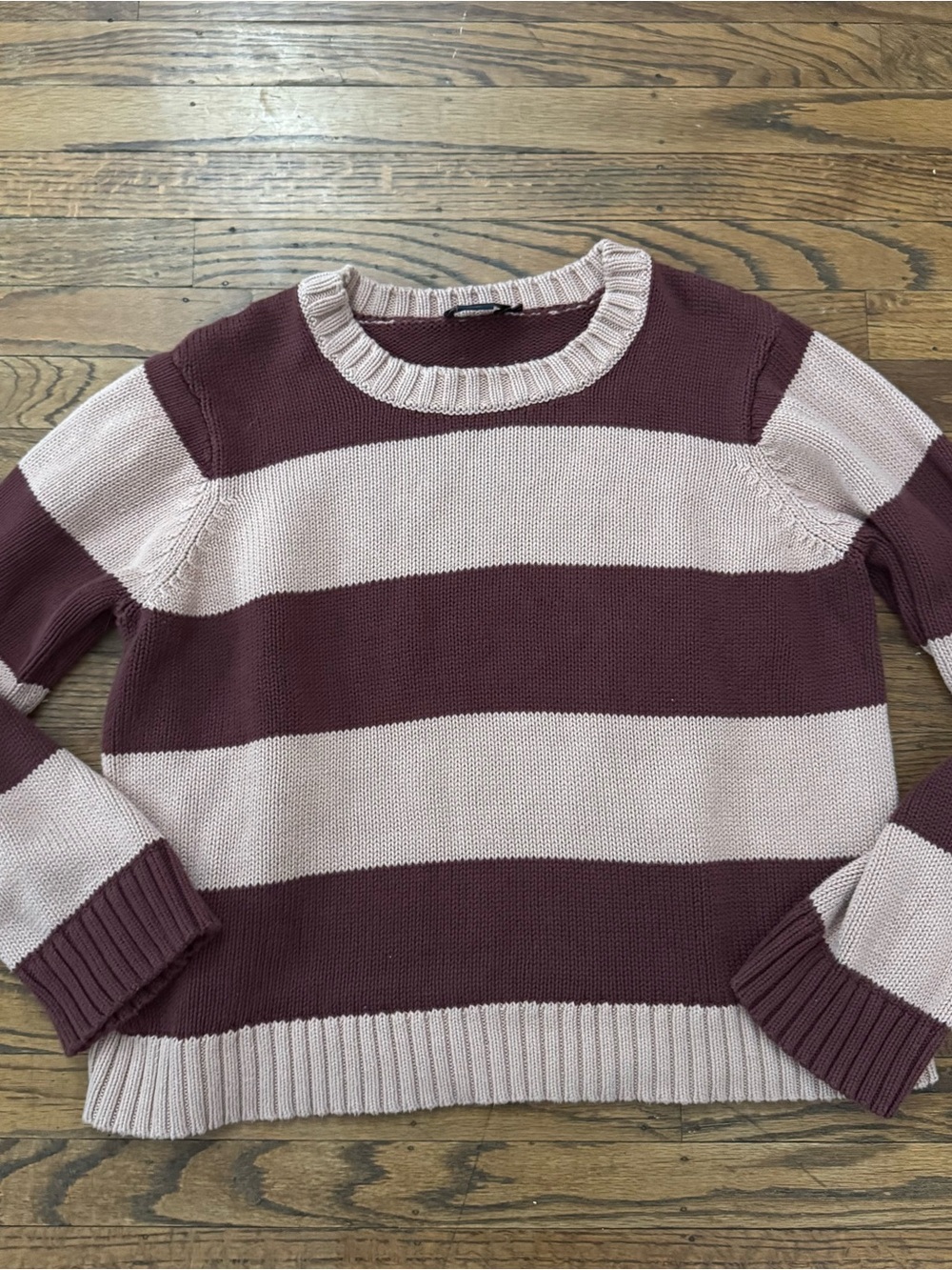 Pendleton Sellwood Cotton Stripe Crewneck Sweater in Mauve and Blush L EUC